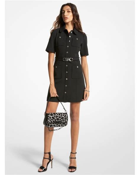 michael kors stretch crepe belted utility dress